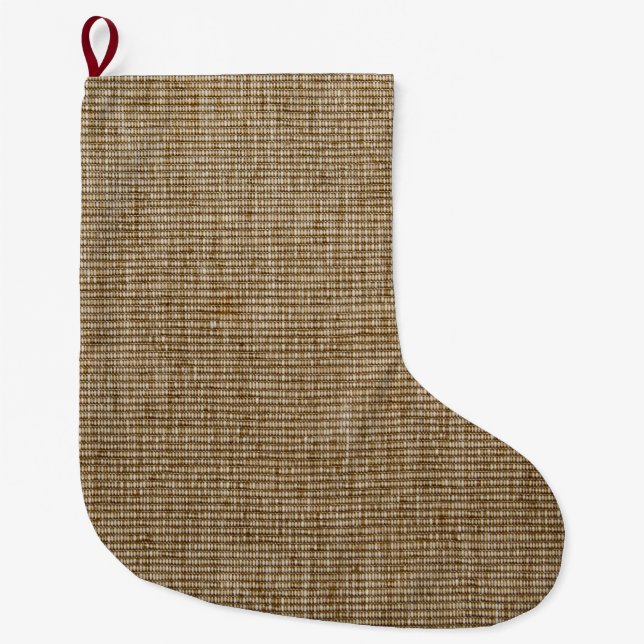 Rustic Burlap Nature Pattern Weihnachten Strumpf Großer Weihnachtsstrumpf (Vorderseite)