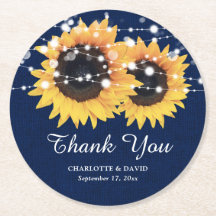 Rustic Burlap Navy Blue Sunflower Wedding