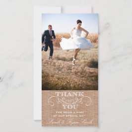 Rustic Burlap Print Wedding Vielen Dank Foto Cards Dankeskarte