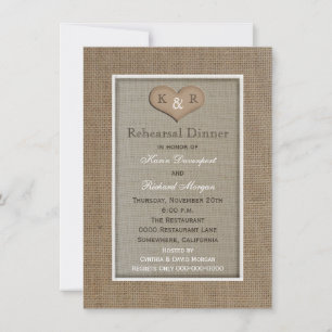 Rustic Burlap Probe Dinner Einladung