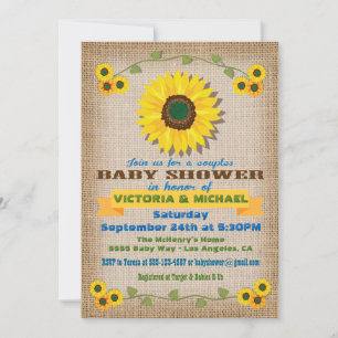 Rustic Burlap Sonnenblume Paare Babydusche Einladung