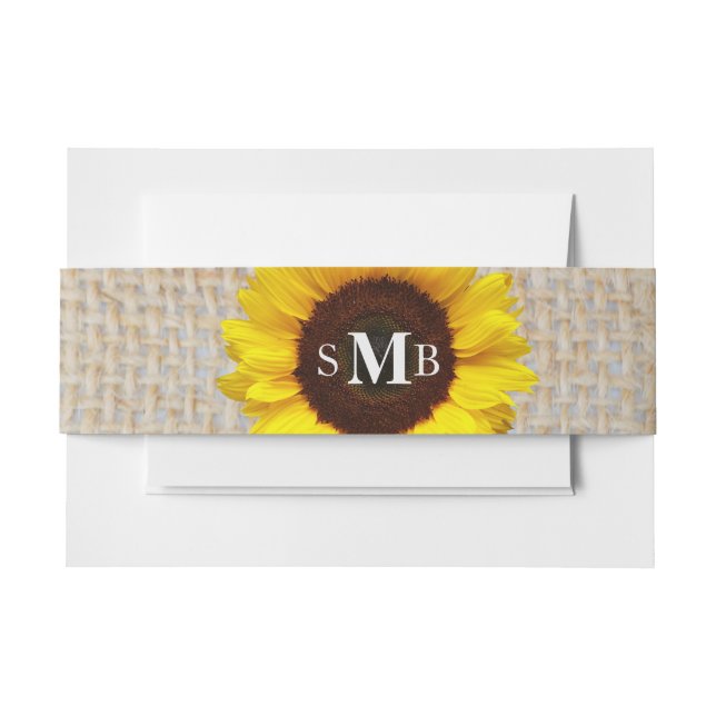 Rustic Burlap Sonnenblume Personalisiert Einladungsbanderole (Vorderseite Beispiel)