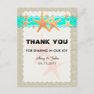Rustic burlap starfish danke starfish1 postkarte