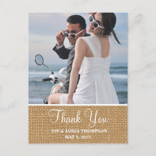 Rustic Burlap Vielen Dank für Ihre Hochzeit Postka Postkarte