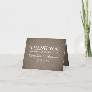 Rustic Burlap Weddig Dankeskarte