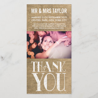 Rustic Burlap Wedding danke Ihnen Foto Cards