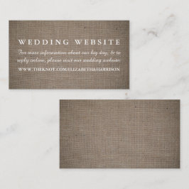 Rustic Burlap Wedding Website Begleitkarte
