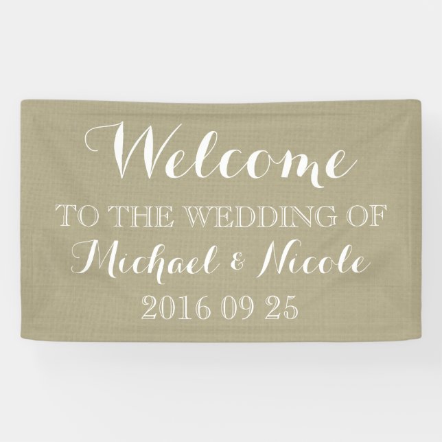 Rustic Burlap Wedding Willkommenszeichen Custom Banner (Horizontal)