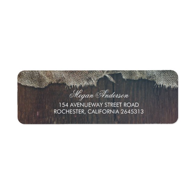 Rustic Burlap Wood Country Braun Hochzeit (Vorne)