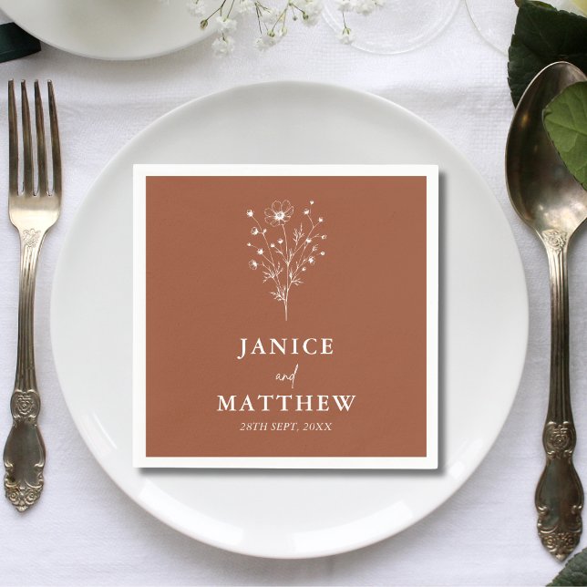 Rustic Burnt Orange Boho Wedding Serviette (Von Creator hochgeladen)