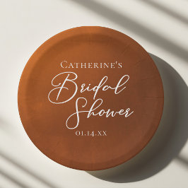 Rustic Burnt Orange Bridal Shower Personalized Pappteller