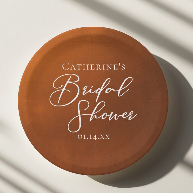 Rustic Burnt Orange Bridal Shower Personalized Pappteller (Von Creator hochgeladen)
