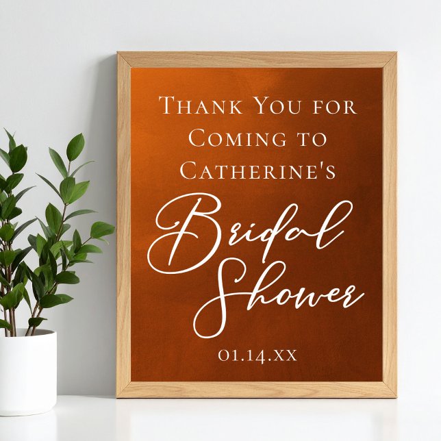 Rustic Burnt Orange Bridal Shower Welcome Poster (Von Creator hochgeladen)