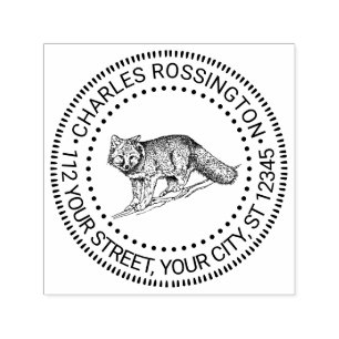 Rustic Bushy Fox Name Rücksendeadresse Permastempel