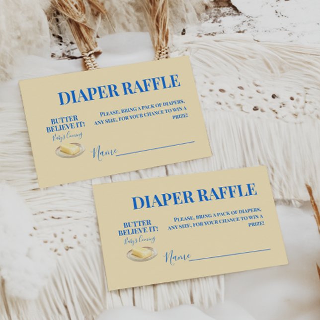 Rustic Butter Yellow Blu Baby Shower Diaper Raffle Begleitkarte (Von Creator hochgeladen)