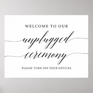 Rustic Calligraphy Unplugged Ceremony Wedding Sign Poster