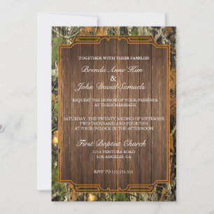 Rustic Camo Wood Wedding Invitation Einladung