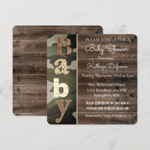 Rustic Camouflage Baby Dusche Einladung