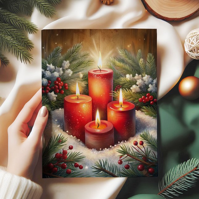 Rustic candles holly berry Christmas tissue paper Seidenpapier (Rustic candles holly berry Christmas tissue paper)