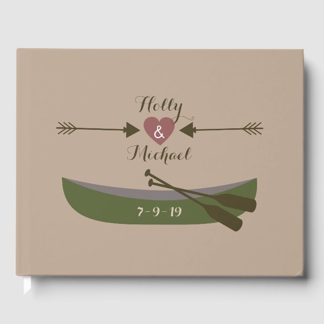 Rustic Canoe Wedding Gästebuch (Vorderseite)