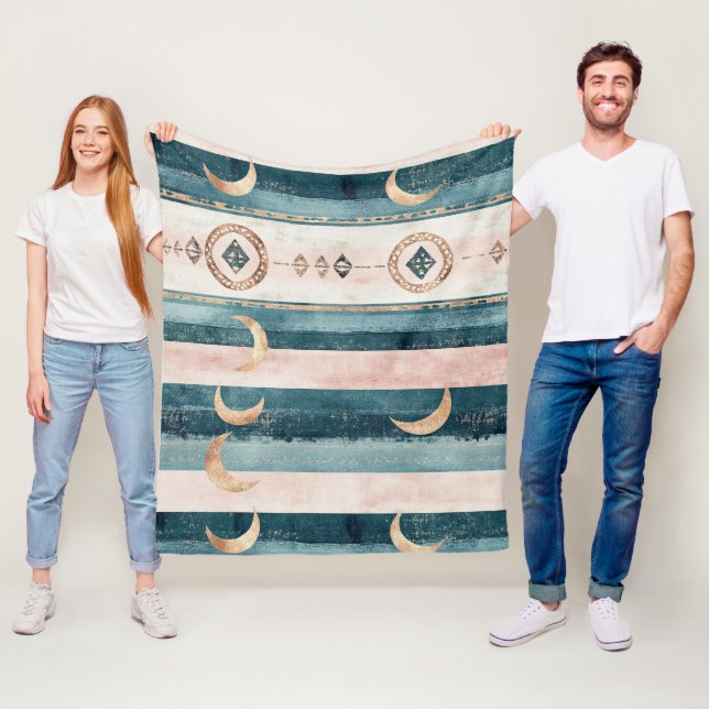 Rustic Celestial Stripe Moon Sun Earthy (10) Fleecedecke (Beispiel)
