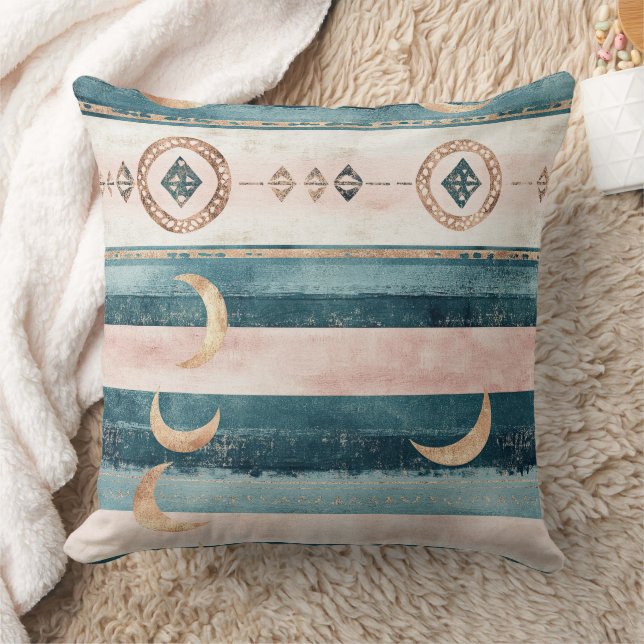 Rustic Celestial Stripe Moon Sun Earthy (10) Kissen (Decke)