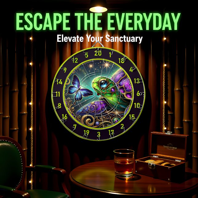 Rustic Celestial Turtle Butterfly Lodge Art Dartscheibe (Von Creator hochgeladen)