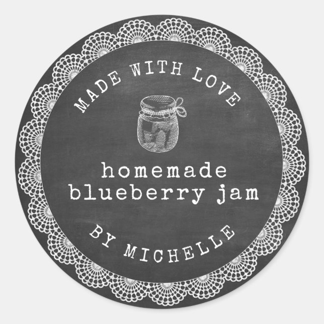 Rustic Chalk Embroidery Jam Label Canning Sticker (Vorderseite)