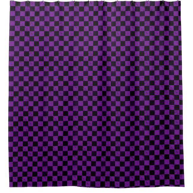 Rustic Checks, Purple and Black Duschvorhang (Vorderseite)