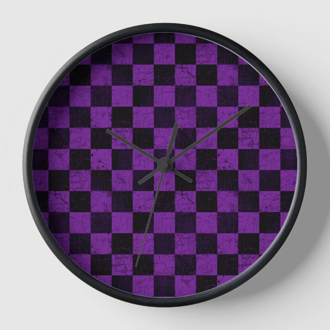 Rustic Checks, Purple and Black Uhr (Vorderseite)