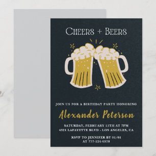 Rustic Cheers Beers Chalkboard Men 37. Geburtstag Einladung