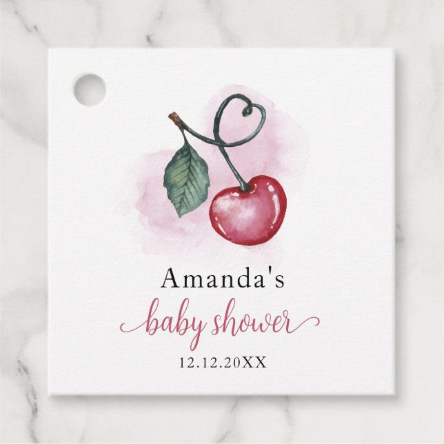 Rustic Cherry Berry Sweetheat Baby Shower Geschenkanhänger (Vorderseite)