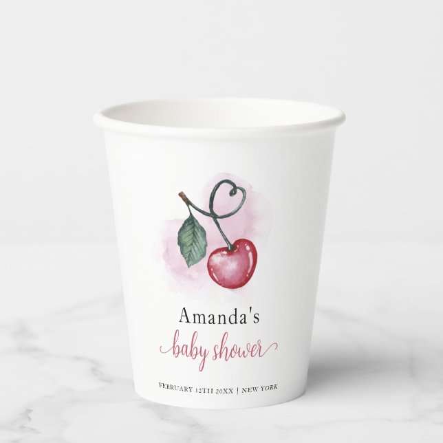 Rustic Cherry Berry Sweetheat Baby Shower Pappbecher (Vorderseite)