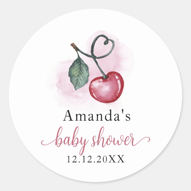 Rustic Cherry Berry Sweetheat Baby Shower Runder Aufkleber (Vorderseite)
