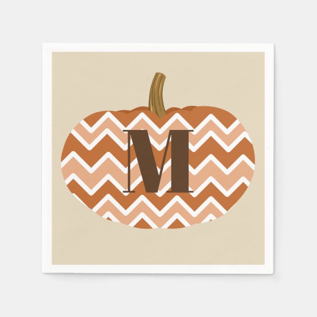 Rustic Chevrons Pumpkin | Benutzerdefiniert Serviette (Vorderseite)