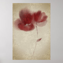 Rustic Chic Abstrakt Burgund Twin Poppies Blume Poster