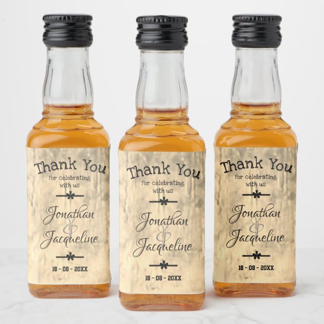 Rustic Chic Custom Guest Danke für Niedliche Mini Alkoholflaschenetikett (Flaschen)