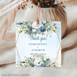 Rustic Chic Dusty Blue Floral Greenerie Vielen Dan Geschenkanhänger
