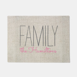 Rustic Chic Family Monogramm in BEIGE GRAU UND PIN Fußmatte