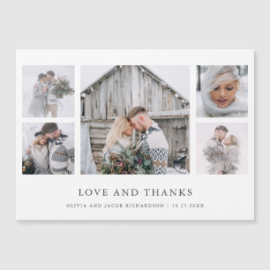 Rustic Chic Foto-Raster-Hochzeits-Dankeschön Magnetkarte