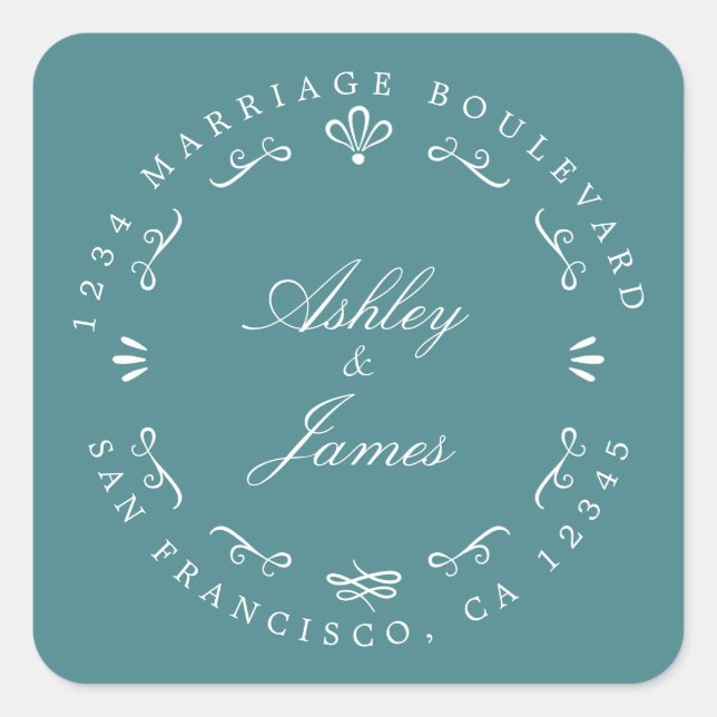 Rustic Chic Future Mr. Wedding Rücksendeadresse C Quadratischer Aufkleber (Vorderseite)