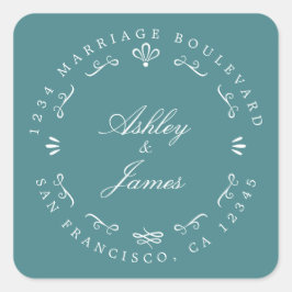 Rustic Chic Future Mr. Wedding Rücksendeadresse C Quadratischer Aufkleber