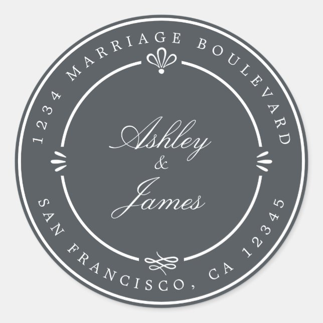 Rustic Chic Future Rücksendeadresse Off-Black Runder Aufkleber (Vorderseite)