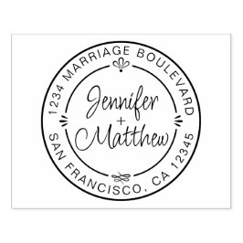 Rustic Chic Monogram Names Round-Rücksendeadresse Gummistempel