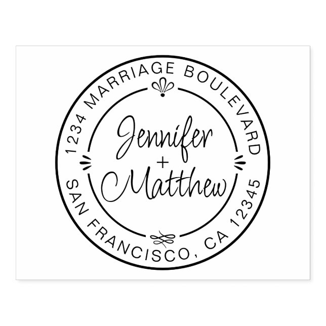 Rustic Chic Monogram Names Round-Rücksendeadresse Gummistempel (Prägung)