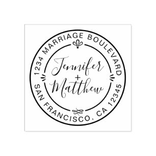 Rustic Chic Monogram Names Round-Rücksendeadresse Gummistempel