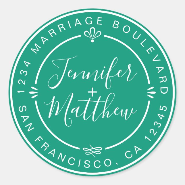 Rustic Chic Monogram Names Rücksendeadresse Green Runder Aufkleber (Vorderseite)
