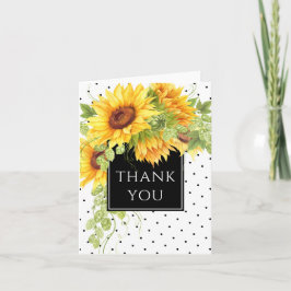 Rustic Chic Sunflowers and Dots Thank You Karte