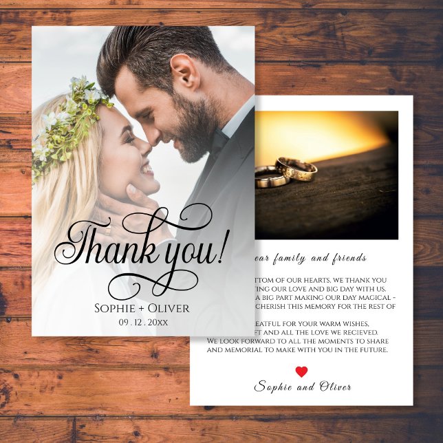 Rustic Chic Wedding Foto Script Danke Karte (Von Creator hochgeladen)