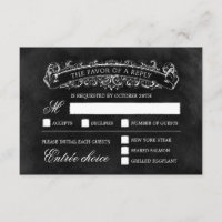 Rustic Chic Wedding RSVP Card - Black